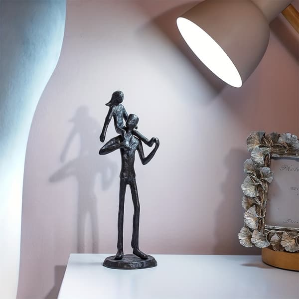 Jernstatue av far og datter, dekorative håndverkspynt
