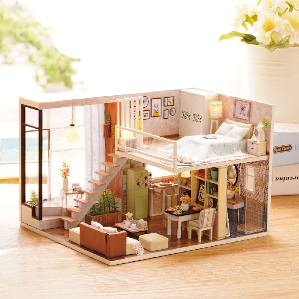 DIY villa venter på tid håndsamlet legetøjshus kreativ fødselsdagsgave DIY ornamenter, kreativt puslespil