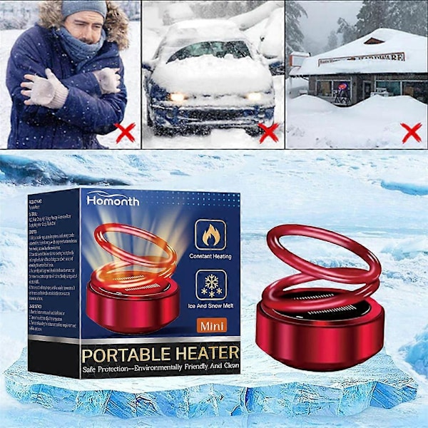 2 st Bärbar kinetisk minivärmare, Automatiskt roterande mini solkinetisk värmare dubbelring