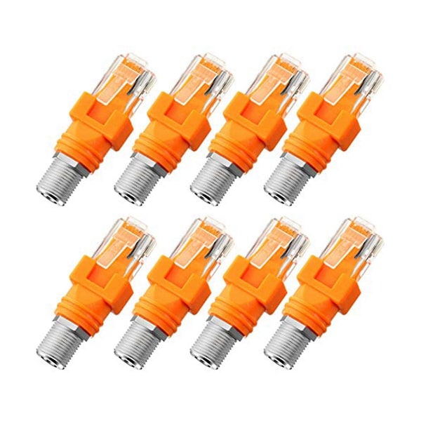 8 stk. Netværkskrystalhoved RJ45 til F-hoved BNC Spiral RJ45 til RF-stik Koaksialt Direkte Stik