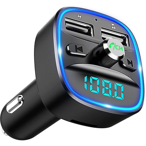 Bluetooth FM-sändare för bil, blått omgivande ringljus Trådlös radioadapter för bilmottagare med hands-f Kvinna Röd 37
