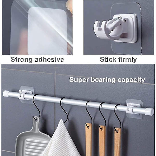 Gardinstangsholder Selvklebende Gardinstangskroker, 4 Stykker Transparent Gardinstangsholder Gardinkrokholder For Kjøkken Bad Banban-mxbc