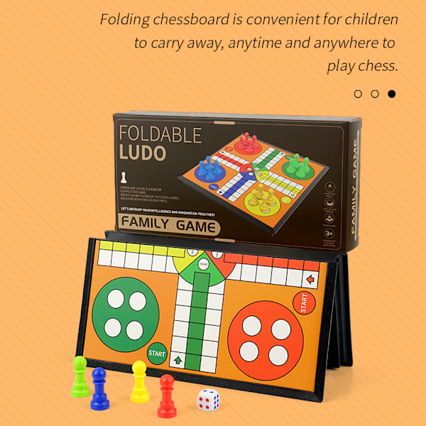 12 tommer Ludo & Slanger og Stiger 2-i-1 Klassisk brætspil for voksne og børn, inkluderer 1 bræt, 2 terninger, 16 brikker, regler og bæretaske