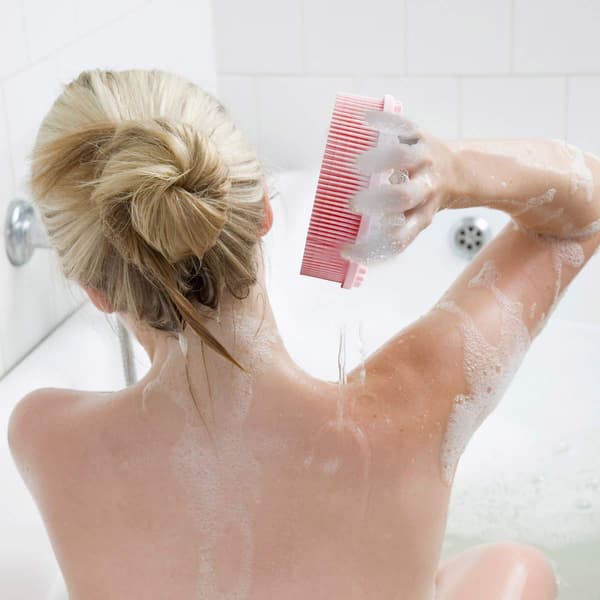Silikon Kroppsskrubb Exfolierande Bad Kroppsborste för Dusch, Rosa