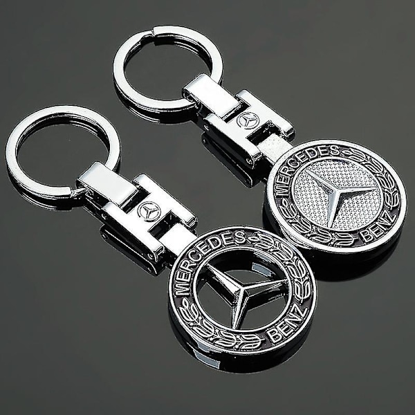 2-pak 3D bil logo nøkkelring metall krom bil nøkkelring erstatning kompatible tilbehør