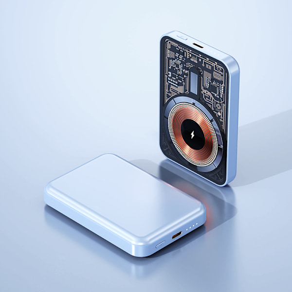 MagSafe Transparent Magnetisk Powerbank Trådløs Hurtigopladning 10000 mAh Stor Kapacitet Kompakt og Praktisk Mobil Strøm