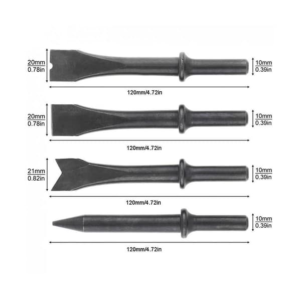 4 stk./parti Tilbehør Hardt Stål Solid Luftmeisel Slaghode Støtte Pneumatisk Verktøy for Kutting / R
