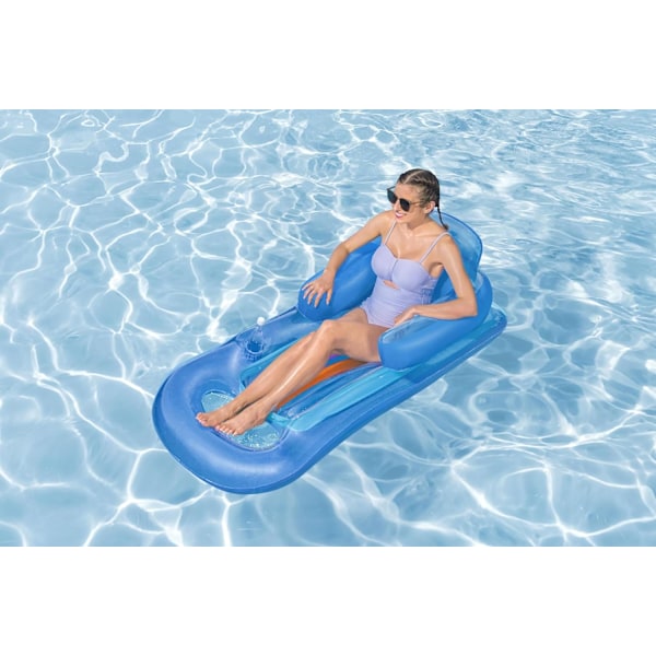 Fashion Design Lounge Chair, Single Water Inflatable Bed with Armrest Cuphole Backrest Luxury Lounger Water Lo