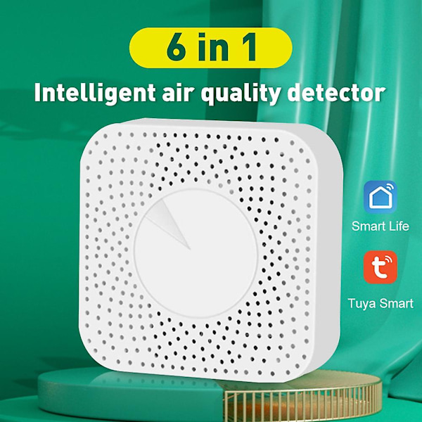 6 in 1 Ilmanlaadun Monitori Tuya WiFi Smart Air Housekeeper PM2.5/Formaldehydi/VOC/CO2/Lämpötila/H