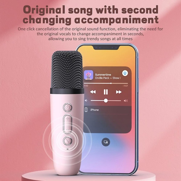 Mini Bluetooth Karaoke-högtalare och trådlös mikrofon Bärbar karaokemaskin för hemmet med handgrepp för familjen