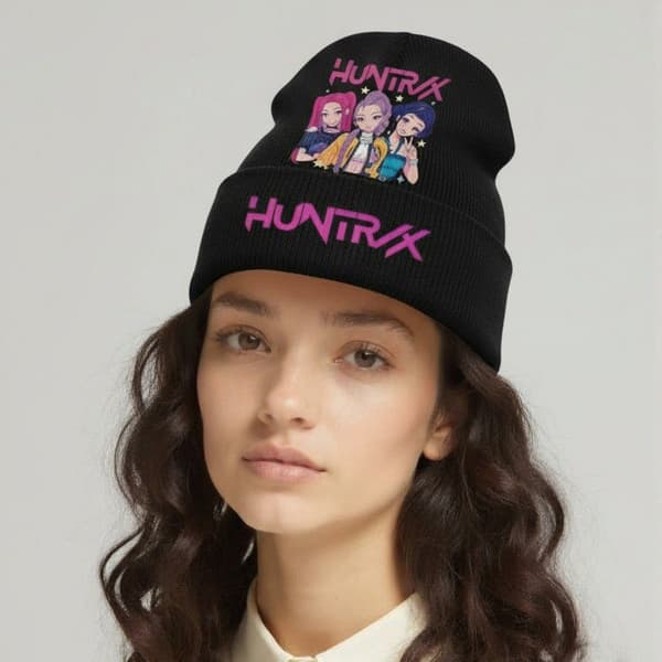 Ny K-Pop Demon Hunter Pigegruppe Uldhat, Efterår/Vinter Varm Strikket Hat, Unisex Pullover Plys Hat Pink K-11