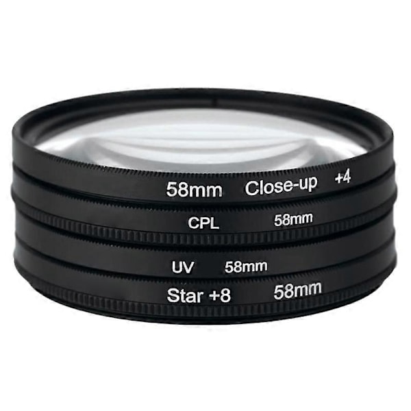 Polariseringsfilter 4 Kit 58mm för DSLR Kamera Fotograferingsfilter
