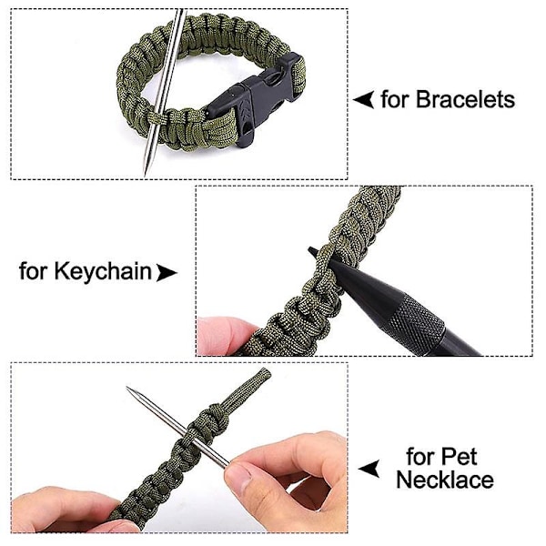 12 kappaletta Paracord Fids -tarvikkeita, ruostumattomasta teräksestä valmistettuja nauhoitusneuloja piikillä