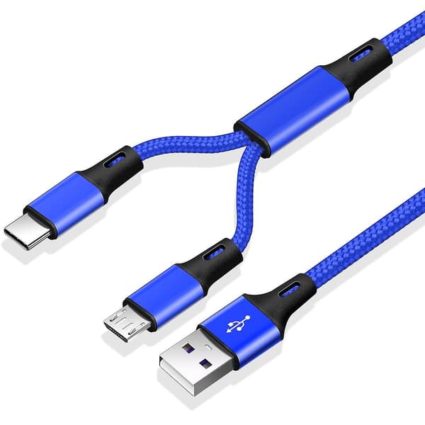 FONKEN 2 i 1 Micro USB Kabler Type C USB Kabel Ledning Separat Ledning til Android Telefon Samsung