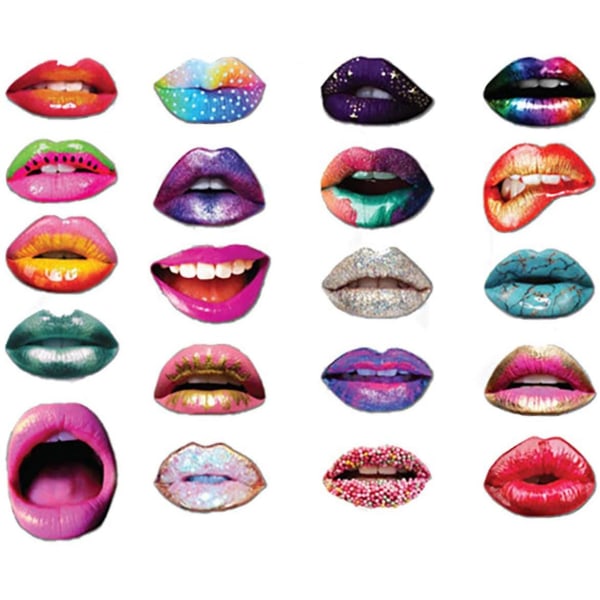 20 kpl Lips Photo Booth set, hauska värikäs Sexy Lips Mouth -valokuvarekvisiitta, tee itse-selfie-rekvisiitta syntymäpäiväosaan