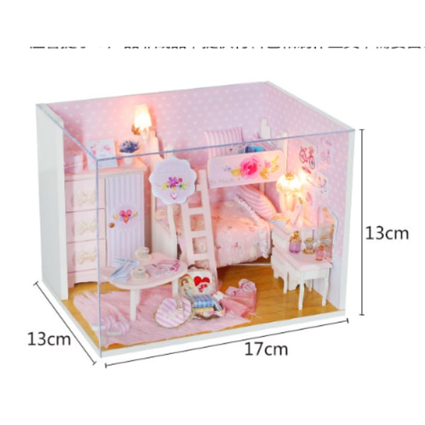 DIY-stuga handgjord kreativ prinsesshusmodell kreativ presentfigur, kreativa tredimensionella prydnader, f