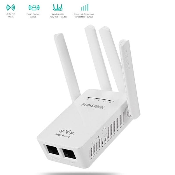 WR09 Nätverksförstärkare med fyra antenner, signalförstärkare, 300M routerförlängare, WiFi-repeater
