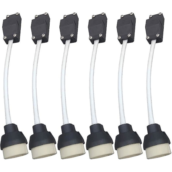 (6 Pack) Gu10 Lamp Holder Ceramic Base And Terminal Block/bridge With Cable And Insulation Sleeve - Bulb Socket Connector Adaptor For Led And Halogen