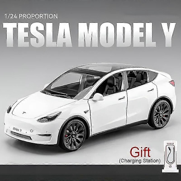 1/24 Skala Tesla Model Y Støbt Legering Legetøjsmodel Bil Simulation Med Lyd Lys Træk Tilbage Funktion Samling Drenge Legetøjsgaver