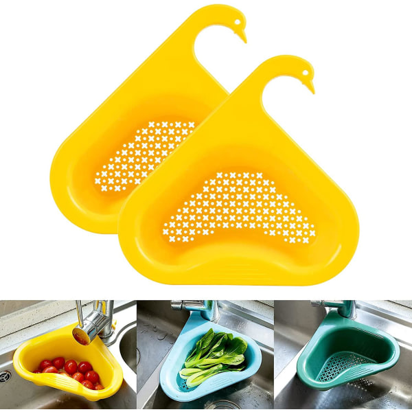Kjøkkenvask avløpskurv Swan avløpsstativ - multifunksjonell hengende filtrerende trekantet avløpshylle, hjørne