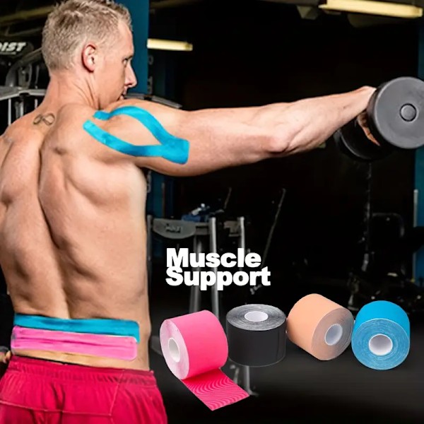 2 Ruller Kinesiologisk Tape Atletisk Muskelstøtte Sport Elastisk Fysioterapeutisk Tape (sort)