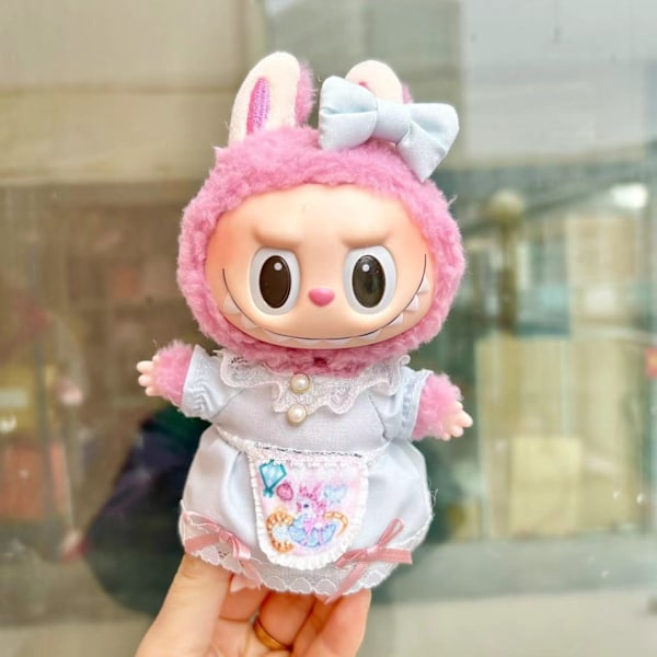Blå Alice Maid, (kun tøj) 17cm vedhæng blind box macaron Labubu Labubu Tid til at slappe af dukke tøj