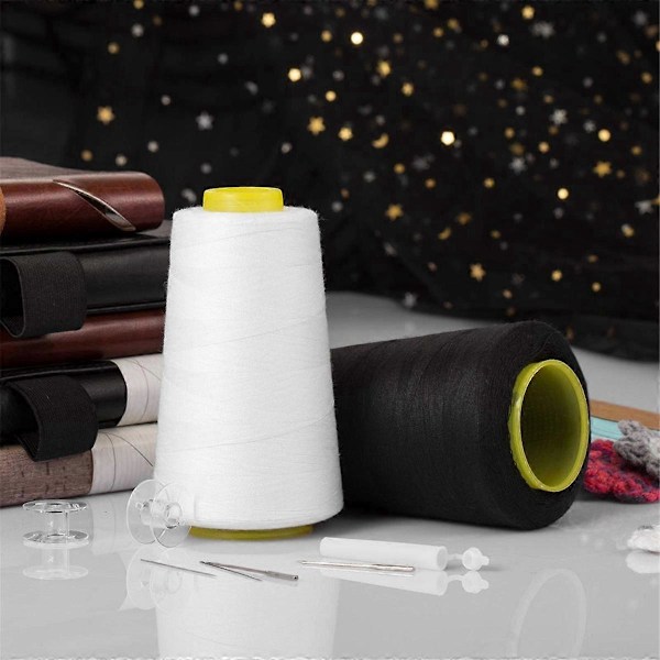 Helt hvit tråd for sying, polyester sytråd på 3000 yards per spole, tråd for symaskin