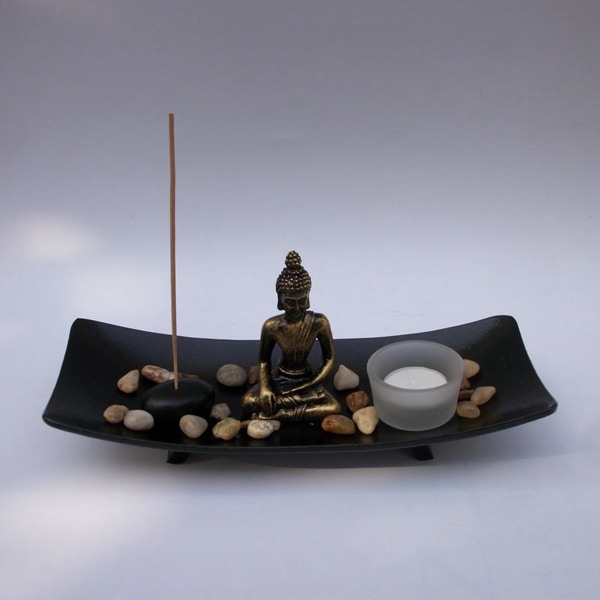 Buddha-hartsi suitsukepolttimen pidike, kynttilänjalka, Buddha-patsaan hiekkapöytä kodin sisustukseen