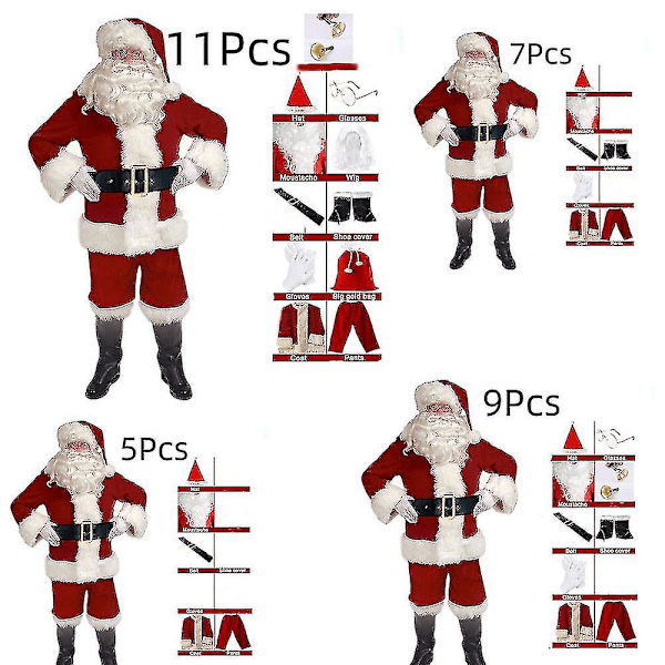 Vuxen Deluxe Jultomtekostym Val Fader Jul Xmas Maskeraddräkt-mxbc