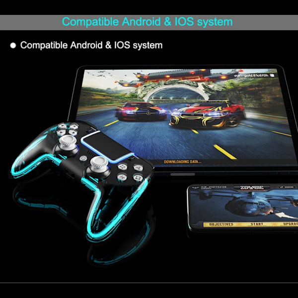 Passar till PS4 spelkonsol Bluetooth trådlös handkontroll med RGB-ljus programmerbar bakknapp PC PC Android spelkontroll