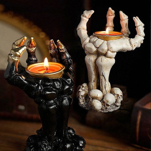 Halloween Lysestake Skjelett Spøkelse Hånd Lysestake Resin Ornament Spøkelsesfestival Lysestakeholder