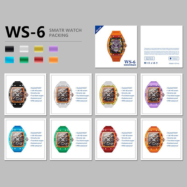 WS6 Richard Smart Bluetooth Samtal Klocka Vattentät Explosionssäker Böjd Skärm NFC Smartwatch