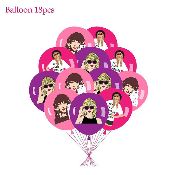 Taylor Swift Fødselsdagspynt Populær Singer Mode Balloner Kit Banner Kage Cupcake Toppers Fest Suppli