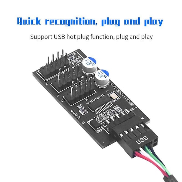 9-nastainen USB-keskitinliitin USB-jakaja 1-3 USB2.0 9-nastainen liitäntäkorttikaapeli vesijäähdytykseen RGB:lle