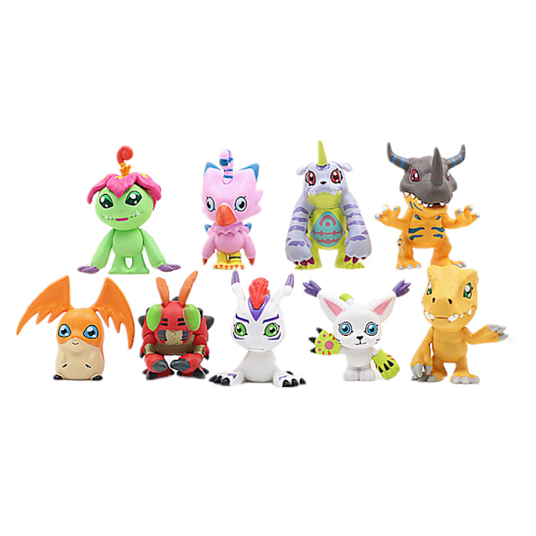 9 digital monster leksaksmodeller, greppmaskin, gashapon-dockor, nyckelringar, tårtdekorationer