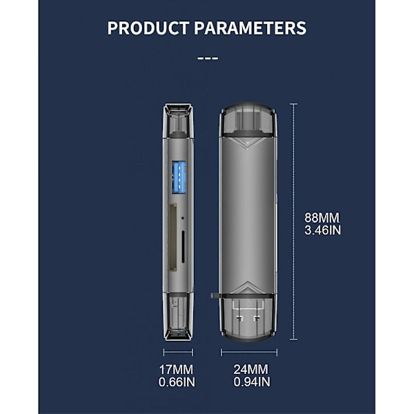 Nopea Usb3.0-kortinlukija muistikortinlukija kameralle, puhelimelle OTG:llä