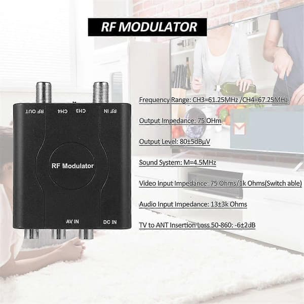 RF-modulator AV til RF-konverter M61A AV TIL RF CH3/CH4 Kanal Videoindgangsadapter til VHF-demodulator-konverter