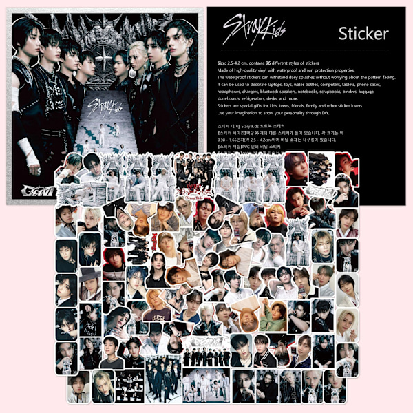 96 Stray Kids -tarraa uuden albumin GIANT-tarvikkeille Hwang Hyun-jin -tarvikkeet käsikirja söpöt tarrat