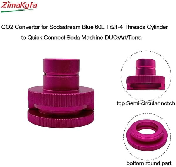 Kulsyrepatron CO2-adapter TR21 4 Han-stik Kulsyrepatron CO2-cylinderforbindelse til Terra Pink