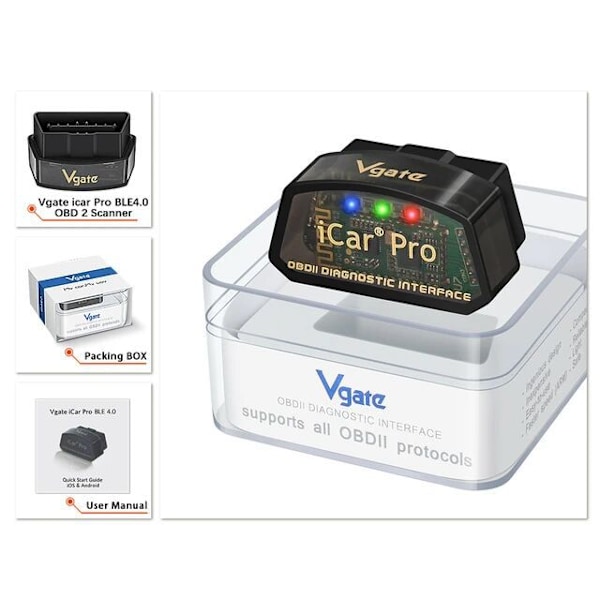 Vgate Car Pro 4.0 OBD Bluetooth ELM327 BT4.0 Bilfejldetektor Diagnostisk Instrument