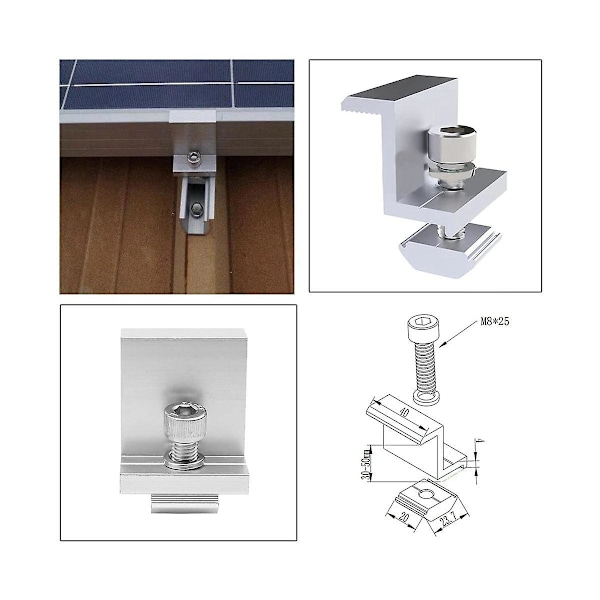 8 Delar 30mm Solpanel Fäste Är Justerbara, Solcellsmontering, Trapetsplåt för Tak, Husbil, B