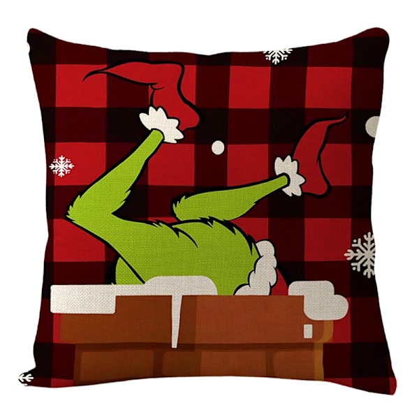 Ny festlig linnekuddfodral Jultryck 2-delad soffkuddfodral, vardagsrumskuddfodral, 45x45cm (sing