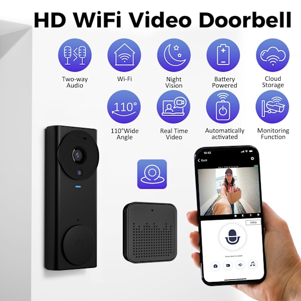 Ny M17 videodörrklocka hem trådlös HD nattseende intercom mobiltelefon APP smart inspelning