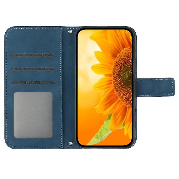 Ht04 til Sony Xperia 10 V solsikkepåtrykt telefoncover Læderstander pung etui med håndrem