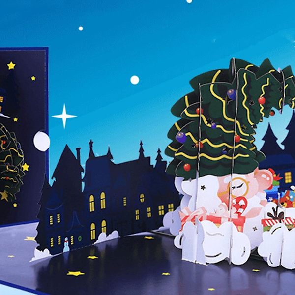 3D for Pop Up Santa Moon Julekort Invitasjon Hilsen Minnekort