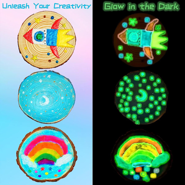 Trä-DIY-pysselset Glow in the Dark för pojkar och flickor 6-12 år, 24 träskivor med diamantmålning