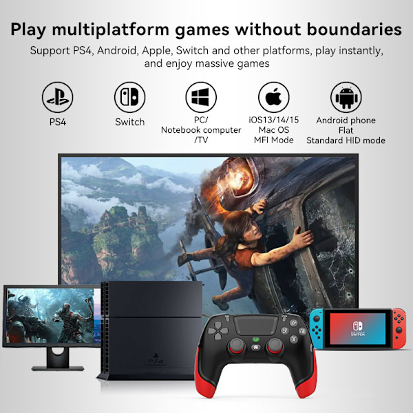 Trådløs Bluetooth-kontroller for PC, TV, IOS, Android, Switch - makro, bakknapp, burst (ikke original)