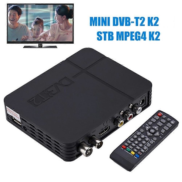 Bärbar DVB-T2 STB MPEG4 K2 Hög Klarhet Digital TV Box Set-Top Mottagare Tuner Receptor JIKAIX