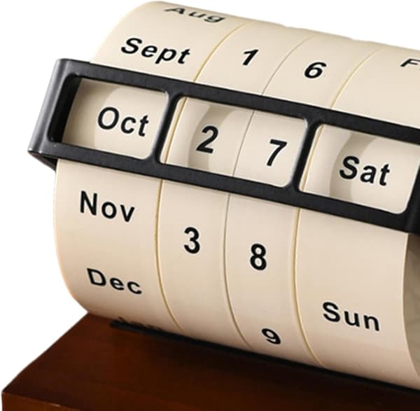 ＫＬＫＣＭＳ Evighetskalender Nedräkning Skrivbordskalender Roterande Träkalender för Klassrum