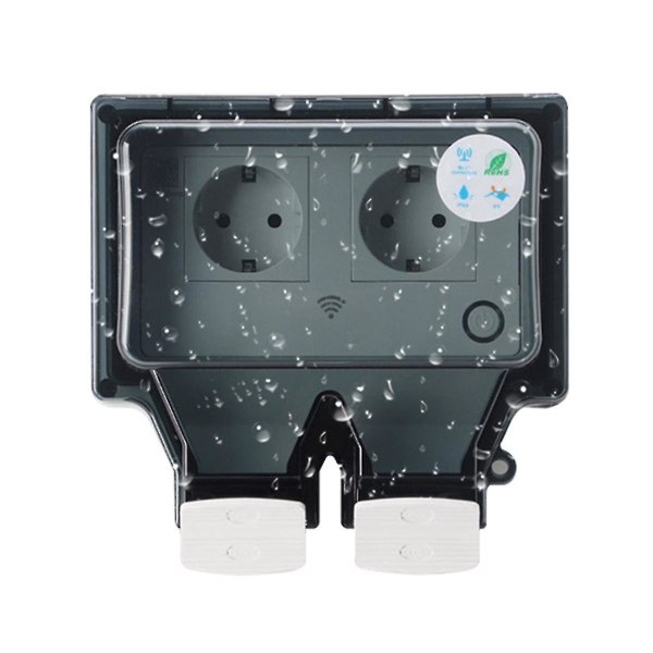 Tuya vægstikkontakter Ip66 vandtæt stikkontakt med dæksel Wifi-stik Eu Standard udendørs regntæt(2)